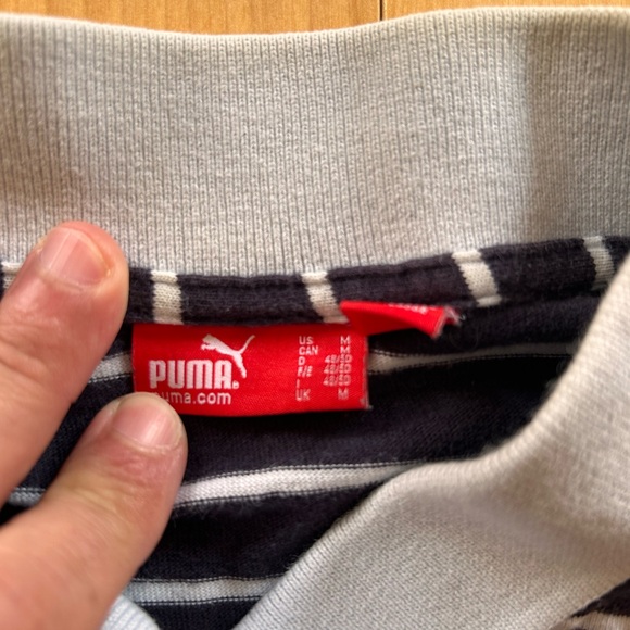 Puma Navy Striped Polo Sz M - Picture 2 of 2
